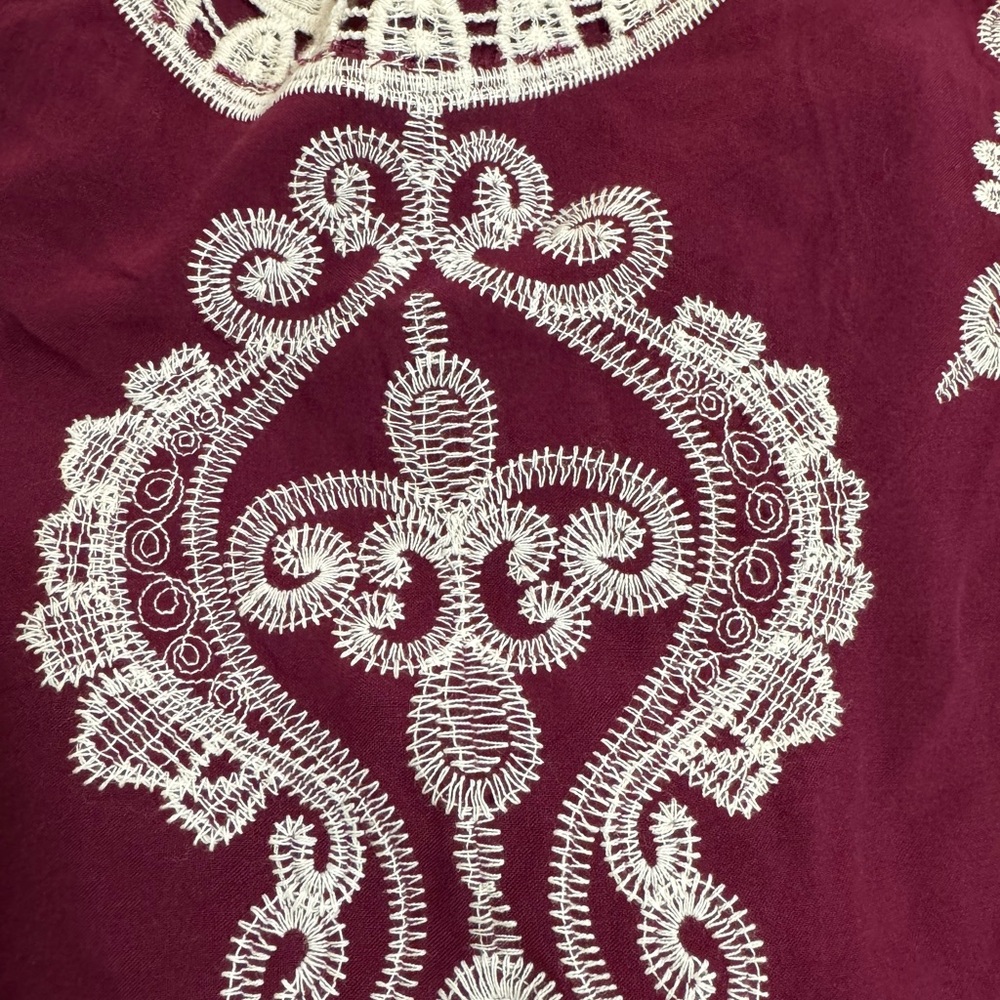 NWT Leo and Nicole Woven Embroidered Scalloped Lace Trim Blouse Size 2X - Picture 3 of 9